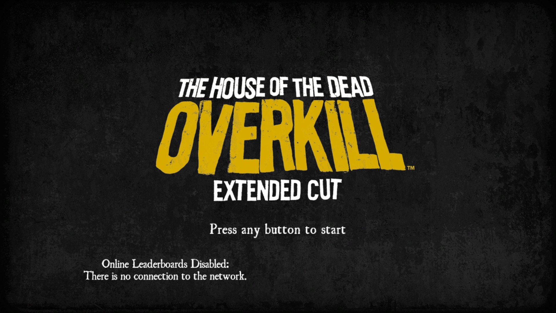 The House Of The Dead: Overkill Extended Cut title screen for Playstation 3