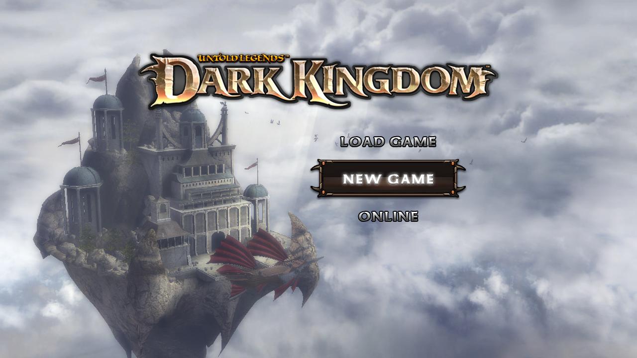 Untold Legends: Dark Kingdom title screen for Playstation 3