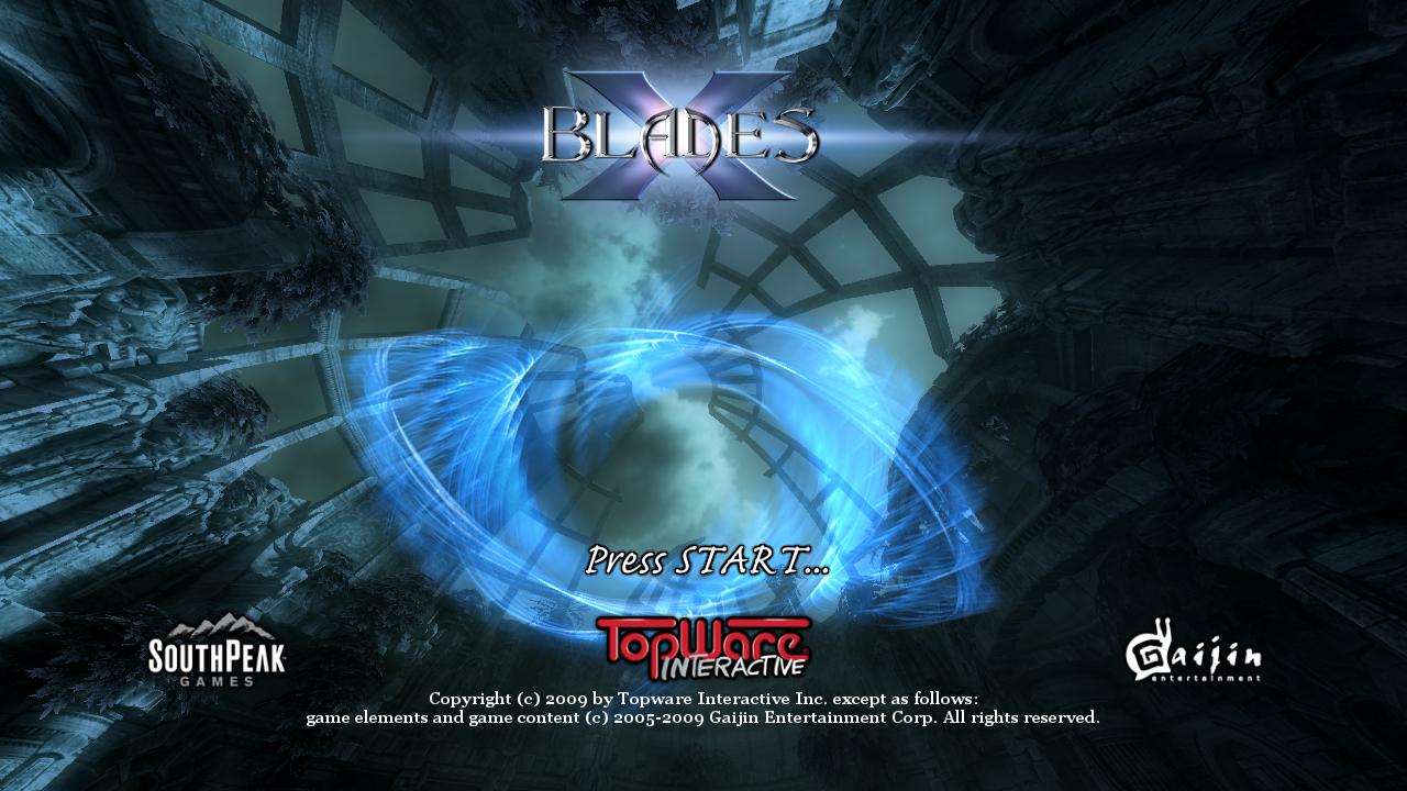 X Blades title screen for Playstation 3