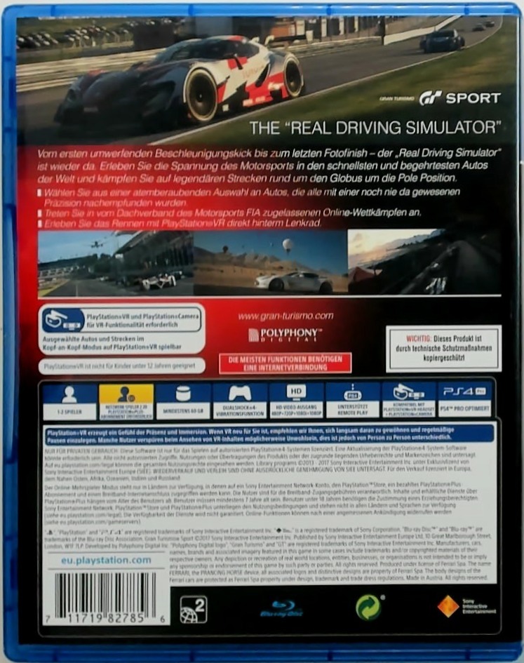 Gran Turismo Sport box art for Playstation 4