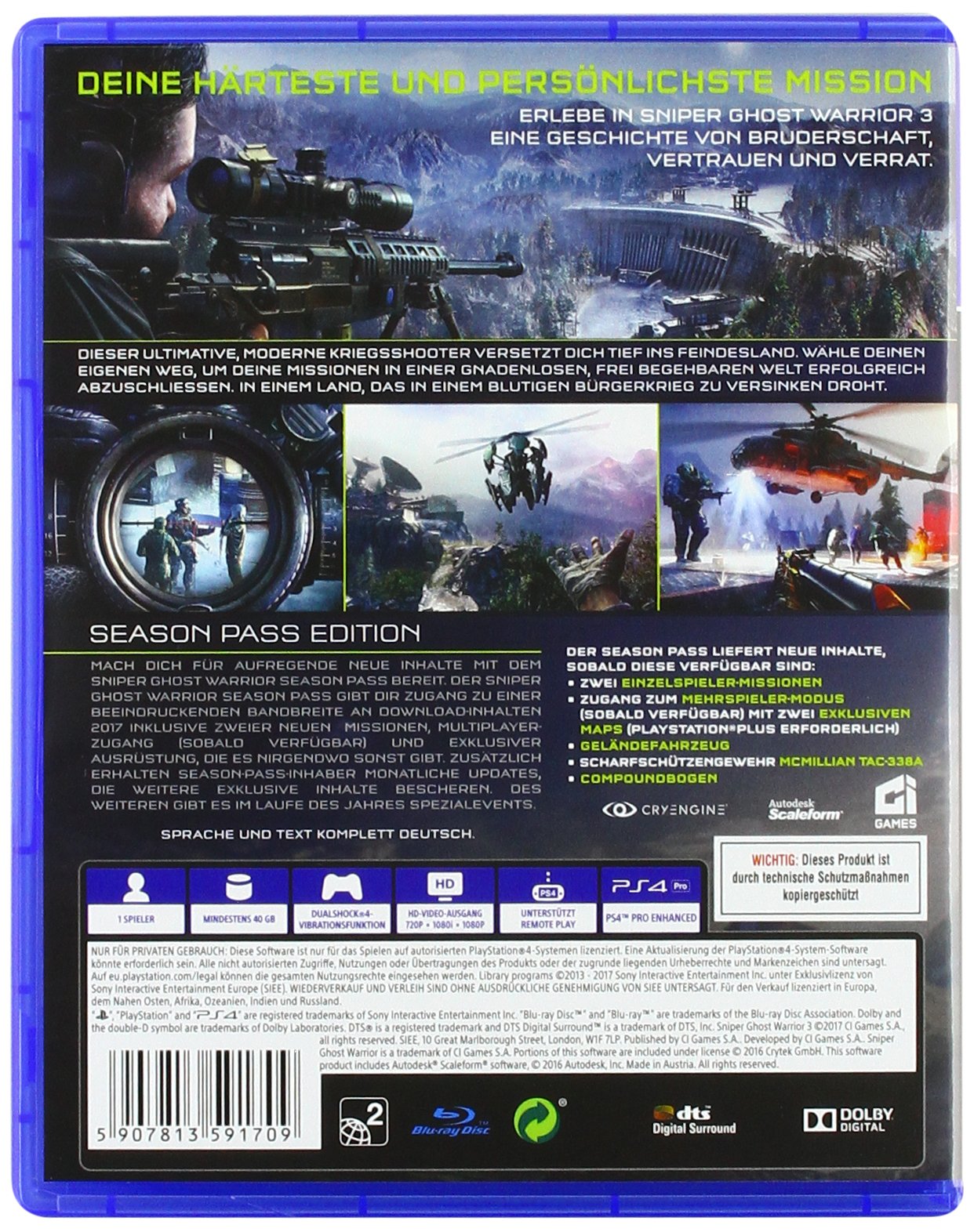 Sniper Ghost Warrior 3 box art for Playstation 4