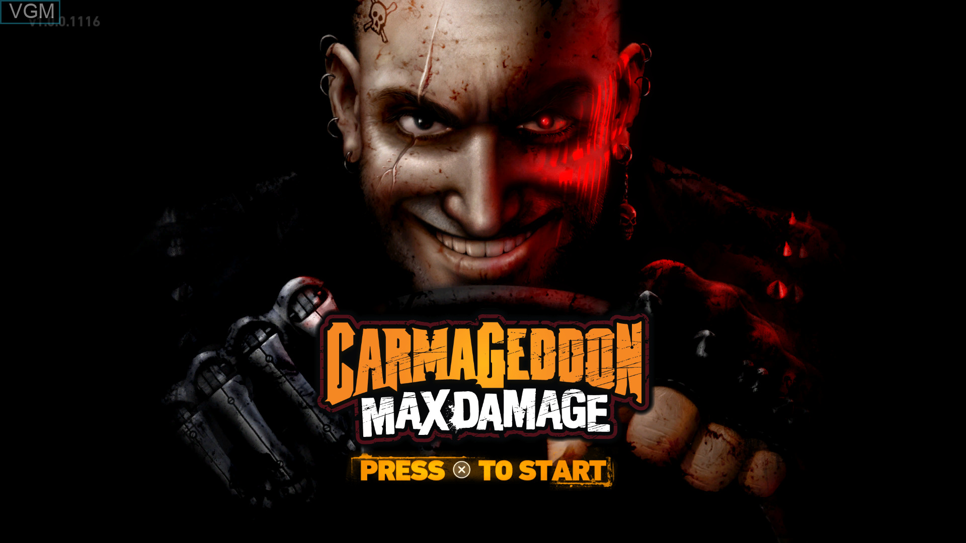 Carmageddon Max Damage title screen for Playstation 4