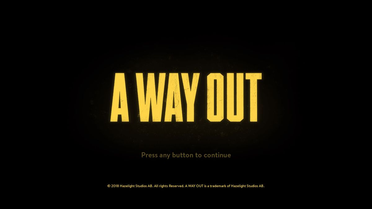 A Way Out title screen for Playstation 4