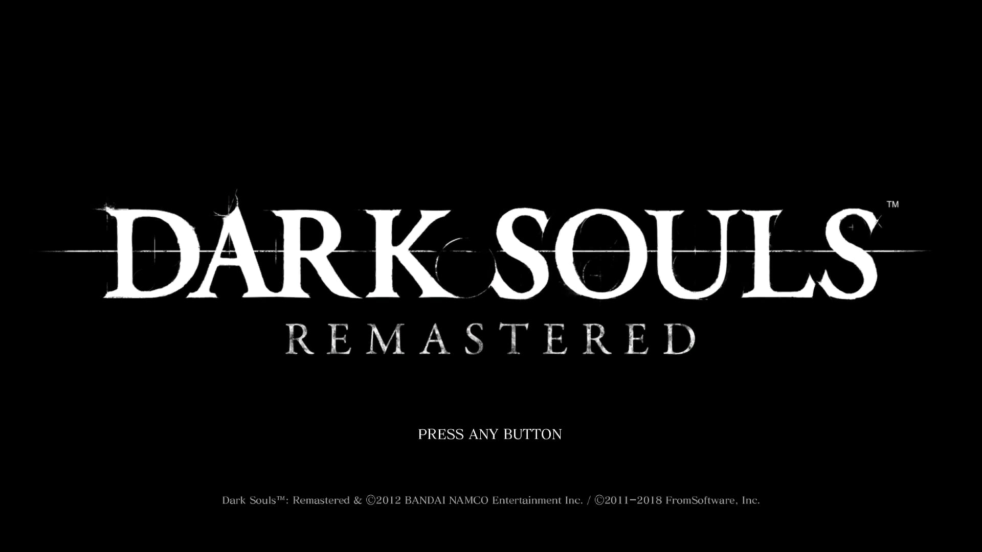 Dark Souls Remastered title screen for Playstation 4