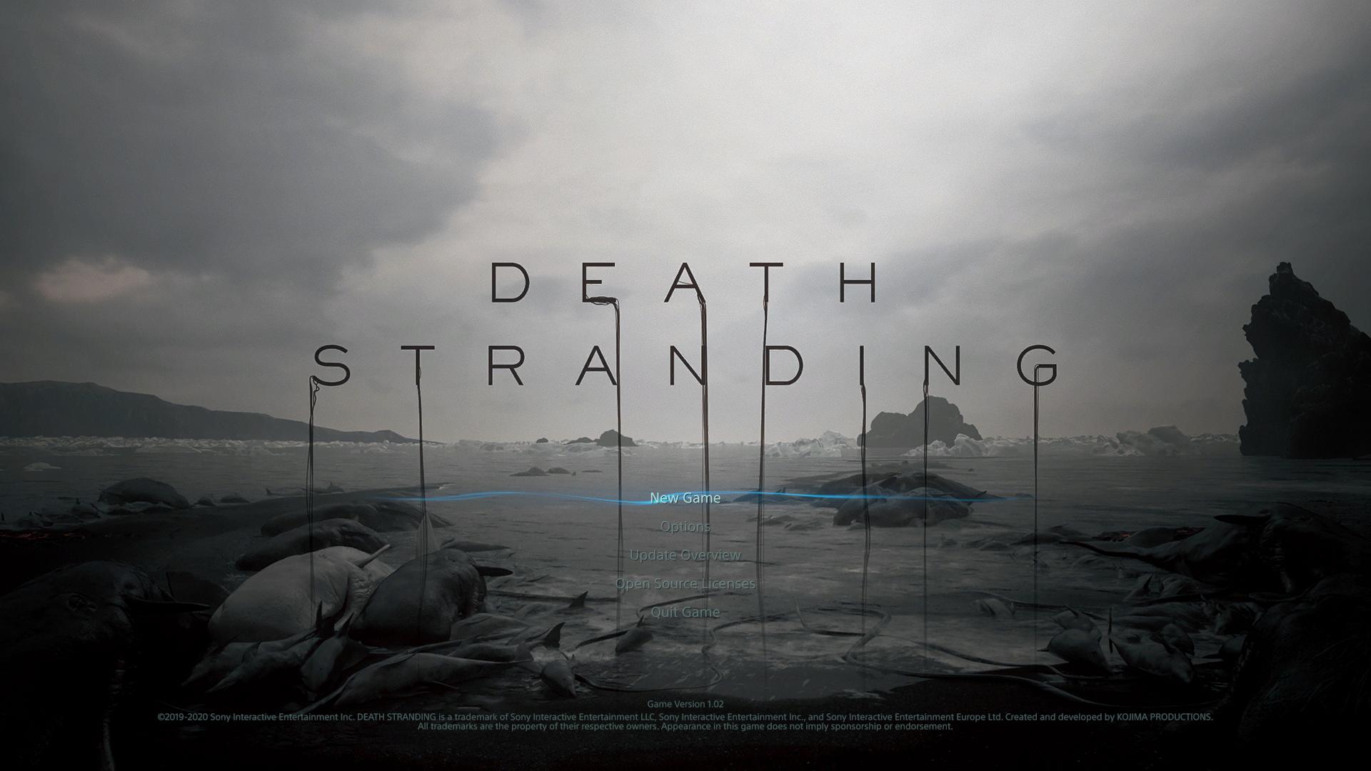 Death Stranding title screen for Playstation 4