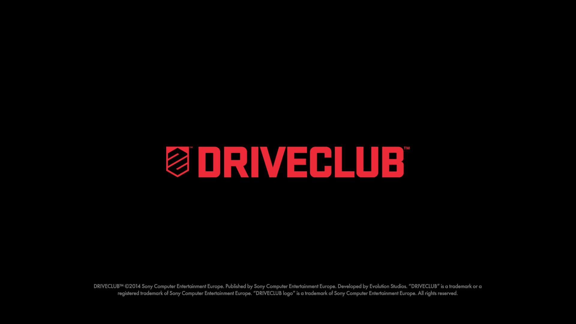 DriveClub title screen for Playstation 4