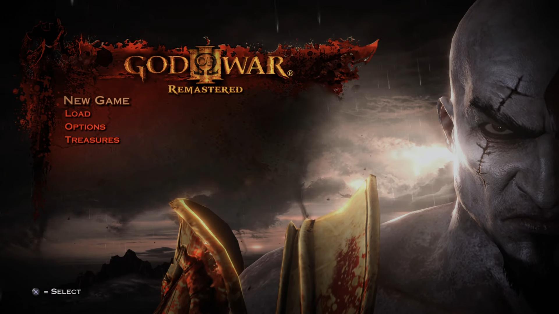 God of War III Remastered title screen for Playstation 4