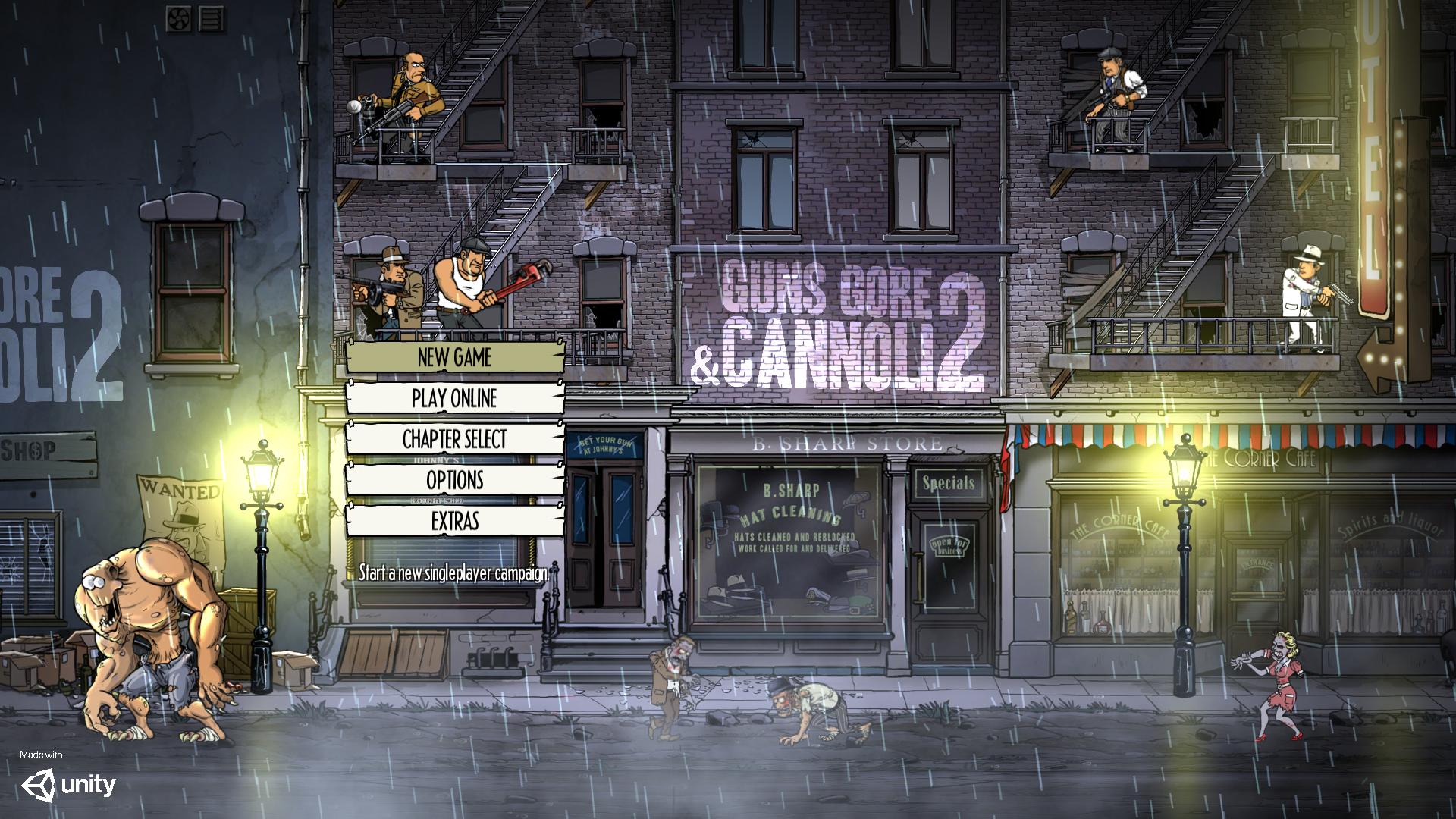 Guns, Gore and Cannoli 2 title screen for Playstation 4