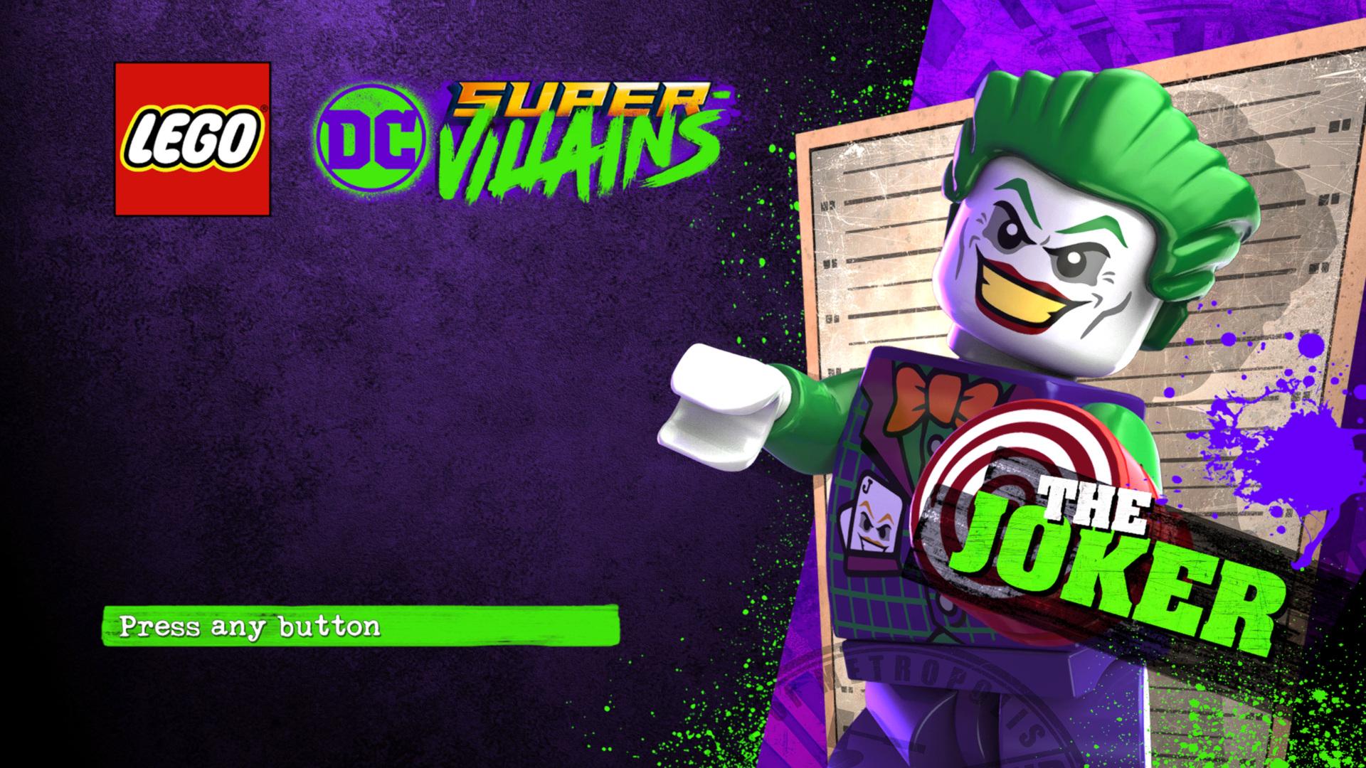 LEGO DC Super-Villains title screen for Playstation 4