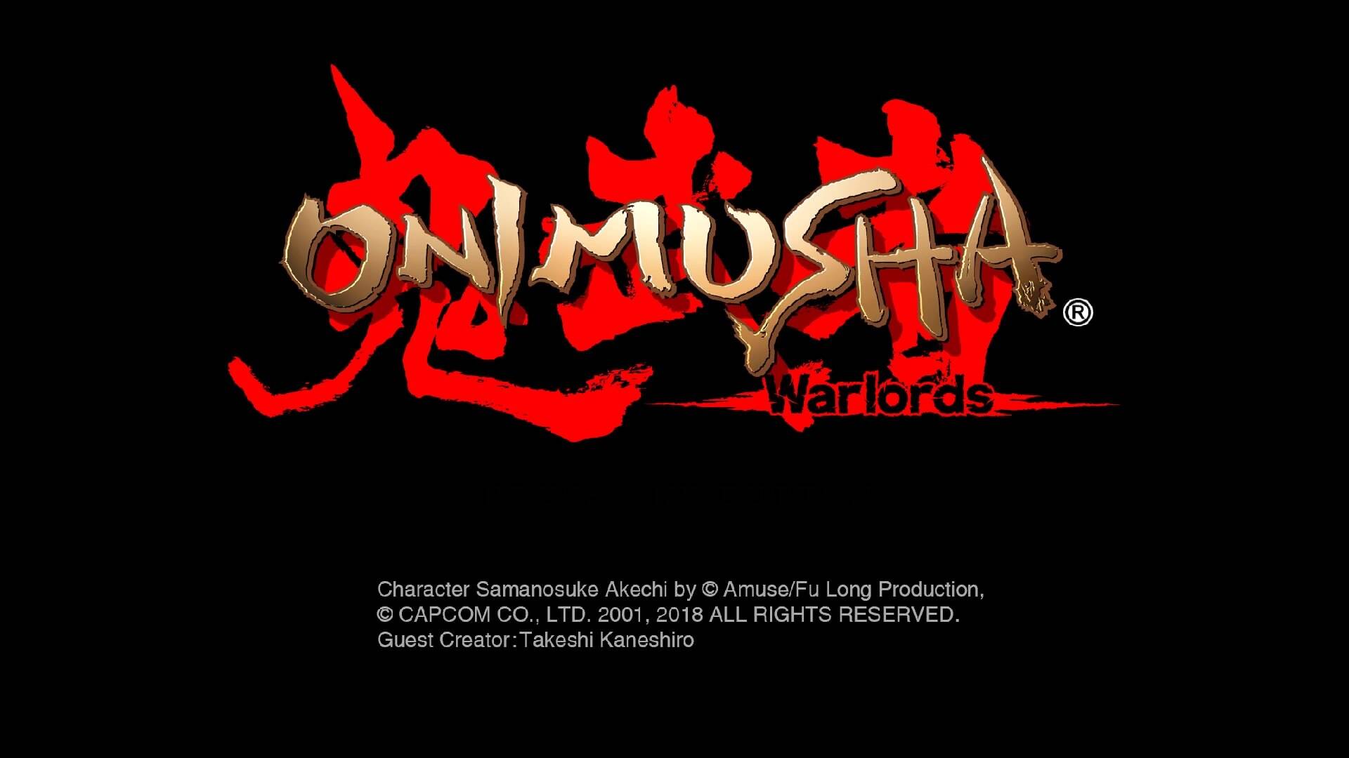Onimusha Warlords title screen for Playstation 4