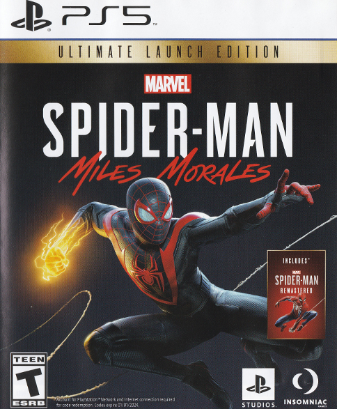 Marvel Spiderman: Miles Morales box art for Playstation 5