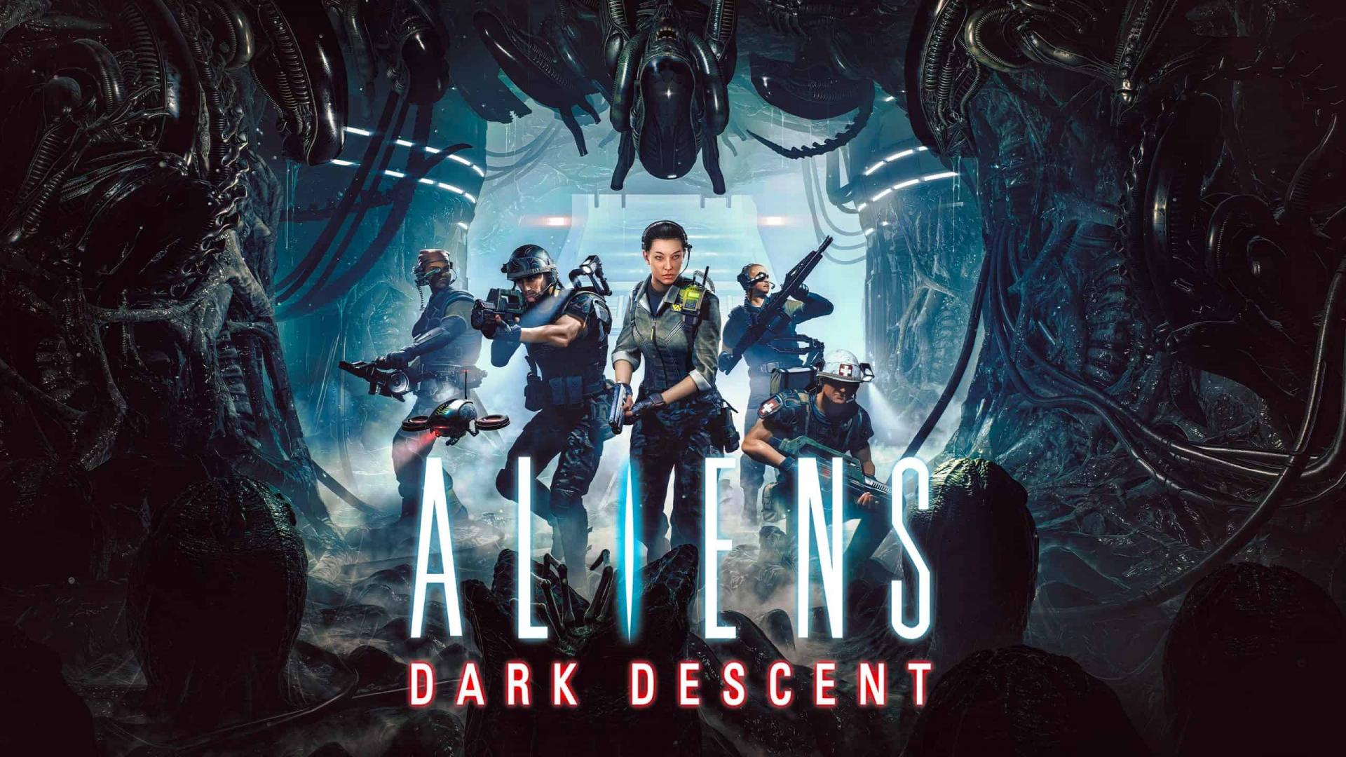 Aliens: Dark Descent title screen for Playstation 5