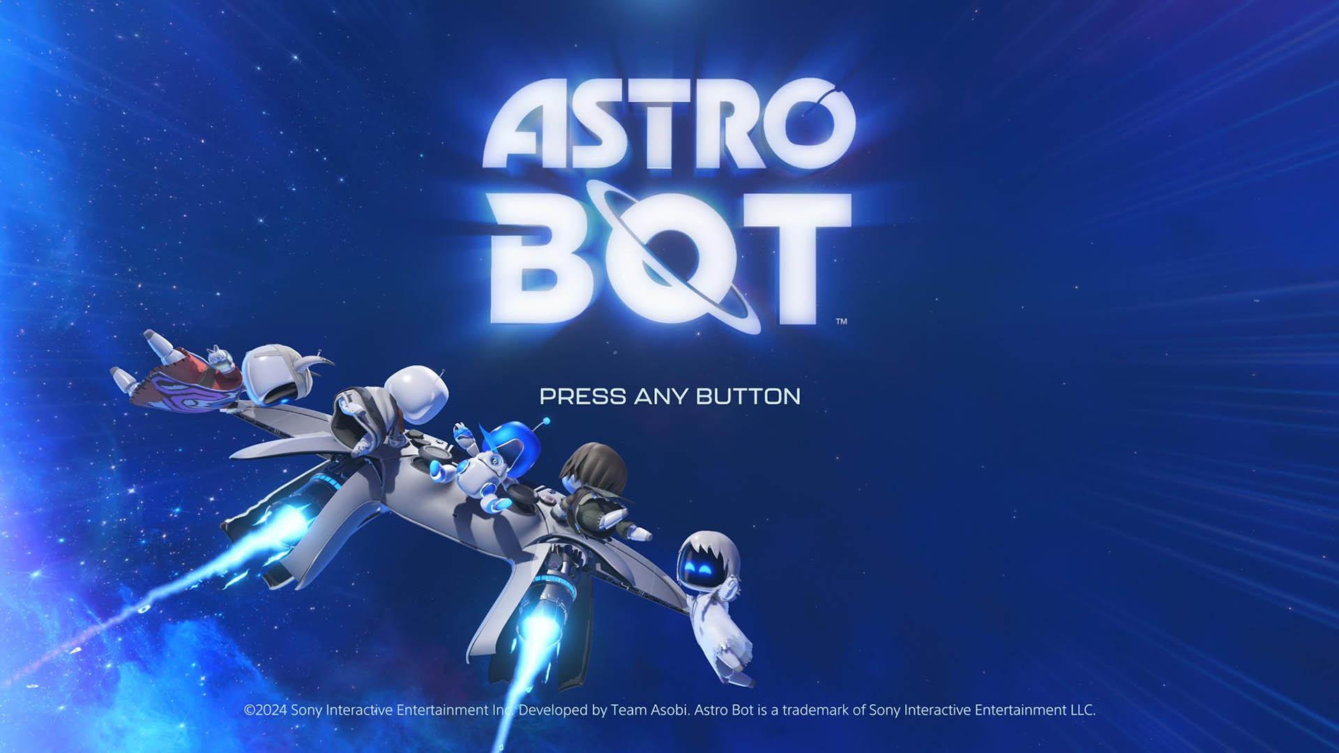Astro Bot title screen for Playstation 5