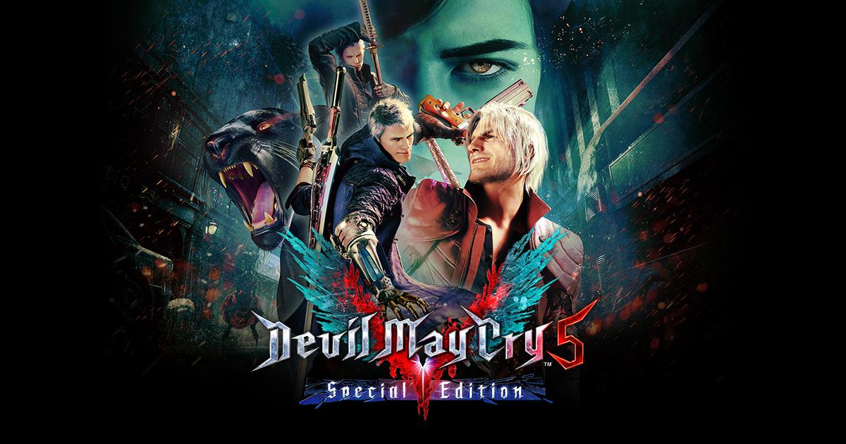 Devil May Cry 5: Special Edition title screen for Playstation 5