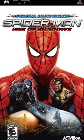Spiderman: Web of Shadows box art for PSP