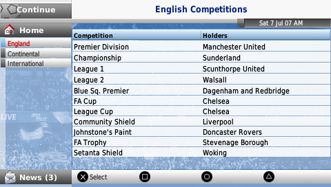 Football Manager Handheld 2008 screenshot 3 for PSP