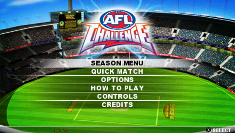 AFL Challenge title screen for PSP