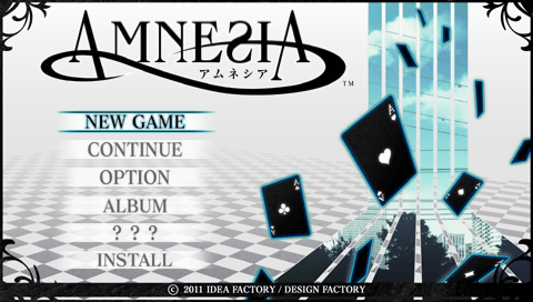Amnesia title screen for PSP