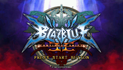 BlazBlue: Continuum Shift II title screen for PSP