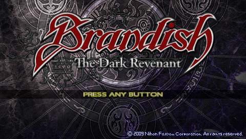 Brandish: The Dark Revenant title screen for PSP