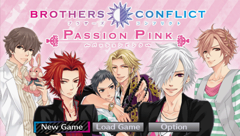 Brothers Conflict Passion Pink title screen for PSP