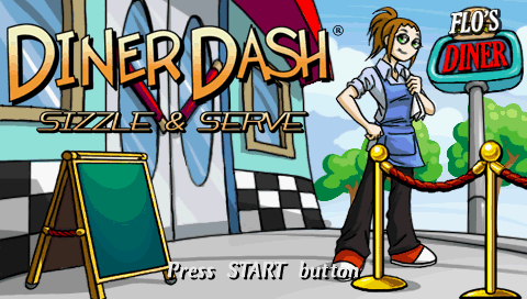 Diner Dash title screen for PSP