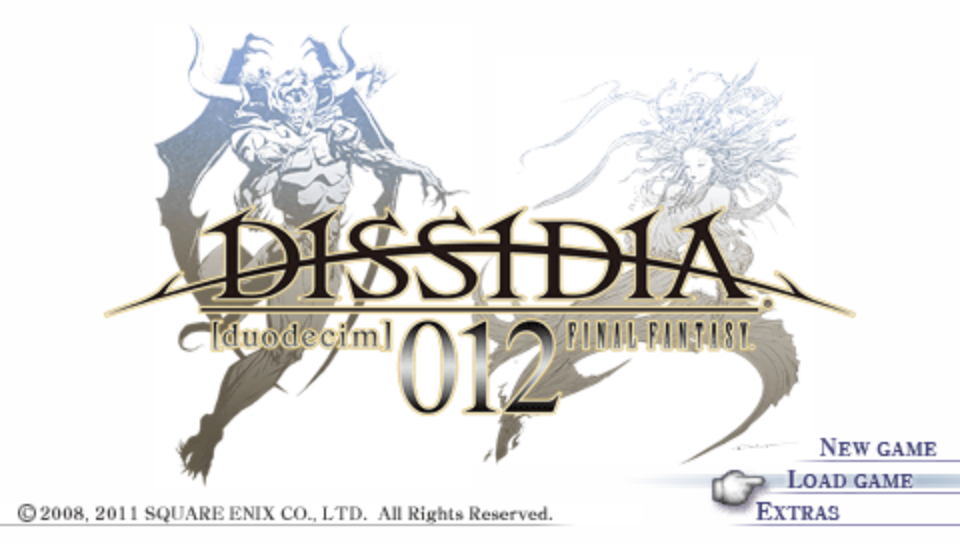 Dissidia 012: Duodecim Final Fantasy title screen for PSP