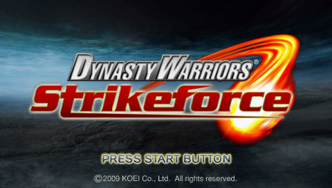 Dynasty Warriors: Strikeforce title screen for PSP