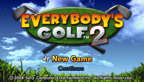 Everybody's Golf 2 title screen for PSP