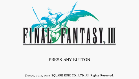 Final Fantasy III title screen for PSP