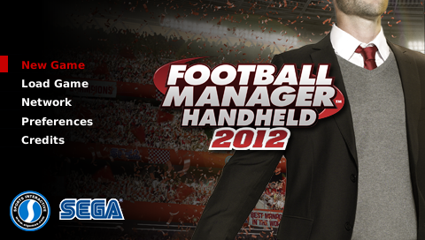 Football Manager Handheld 2012 title screen for PSP
