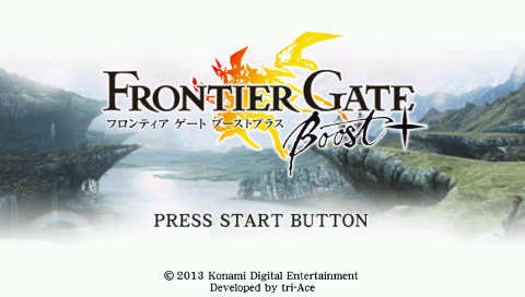 Frontier Gate Boost+ title screen for PSP