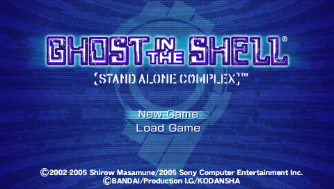 Ghost in the Shell Stand Alone Complex title screen for PSP