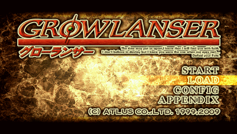 Growlanser title screen for PSP