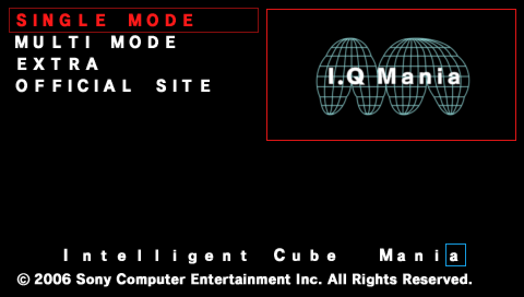 IQ: Mania title screen for PSP