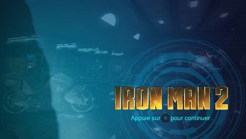 Iron Man 2 title screen for PSP