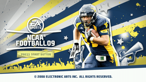 NCAA Football 09 title screen for PSP