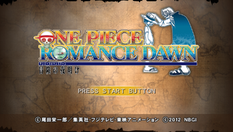 One Piece: Romance Dawn title screen for PSP