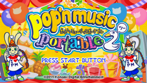 Pop'n Music Portable 2 title screen for PSP