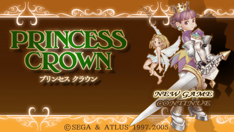 Princess Crown title screen for PSP