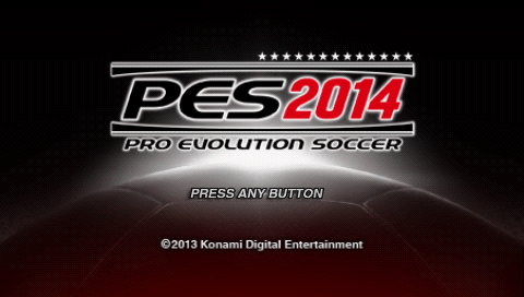 Pro Evolution Soccer 2014 title screen for PSP