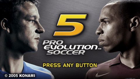 Pro Evolution Soccer 5 title screen for PSP