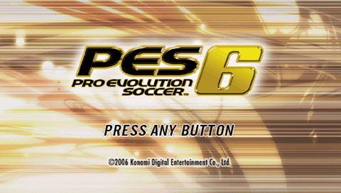 Pro Evolution Soccer 6 title screen for PSP