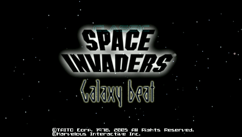 Space Invaders Galaxy Beat title screen for PSP