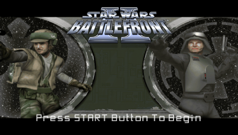 Star Wars: Battlefront II title screen for PSP