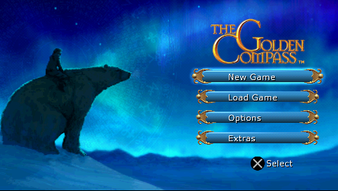 The Golden Compass title screen for PSP