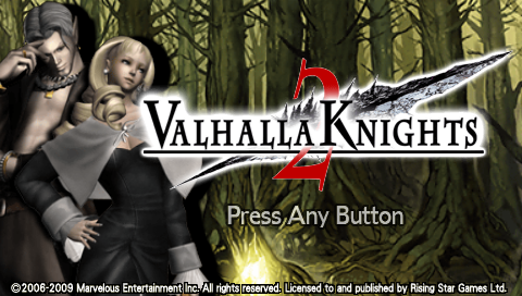 Valhalla Knights 2 title screen for PSP