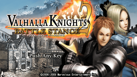 Valhalla Knights 2: Battle Stance title screen for PSP
