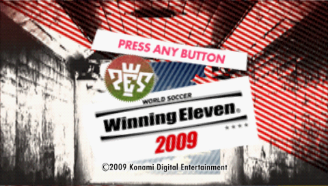 World Soccer: Winning Eleven 2009 title screen for PSP