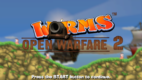 Worms: Open Warfare 2 title screen for PSP